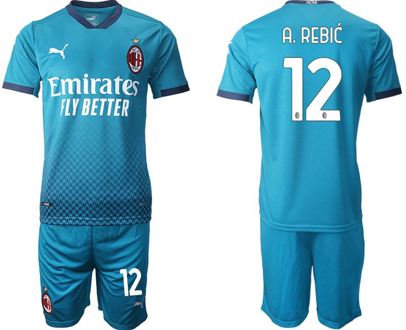 Men 2020-2021 club AC milan away #12 blue Soccer Jerseys->ac milan jersey->Soccer Club Jersey